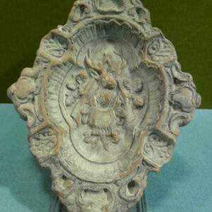 Asbak aardewerk ruitvorm met jacht tafereel